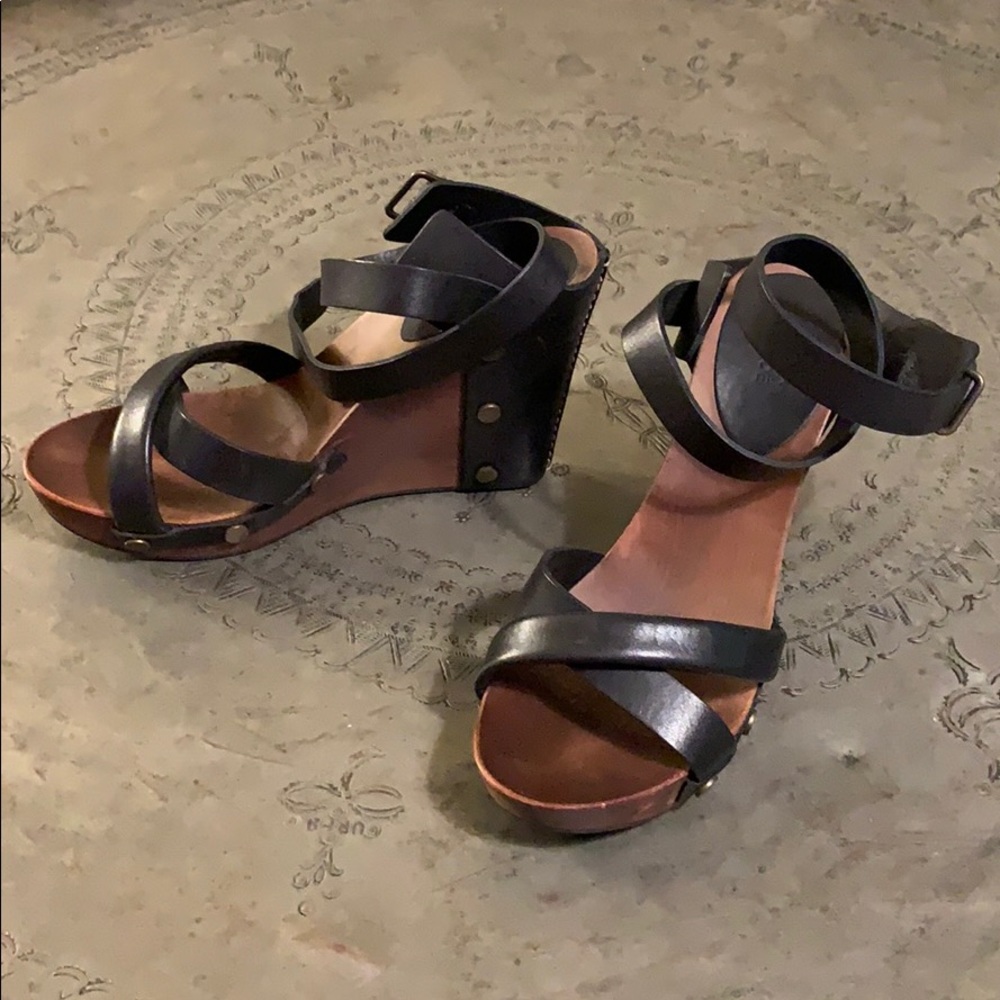 See By Chole Wedge Black Sandals